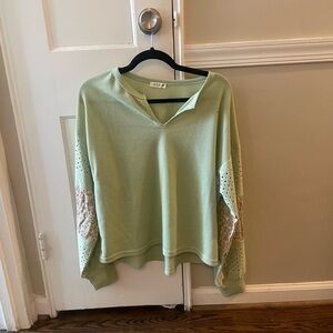 Green V-Neck Long Sleeve KORI Top